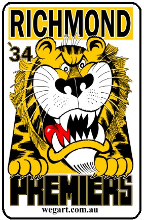 1934 Richmond Tigers WEG Fridge Magnet Includes POST IN AUST